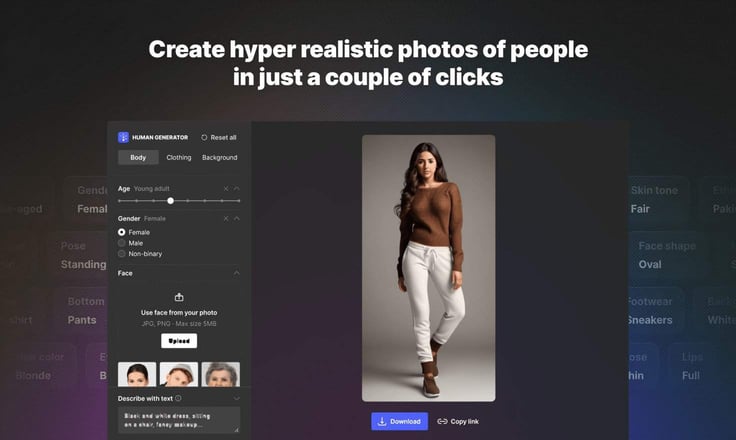 A screenshot of the Generated Photos interface A screenshot of the Generated Photos interface