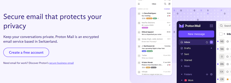 Proton Mail homepage Proton Mail homepage
