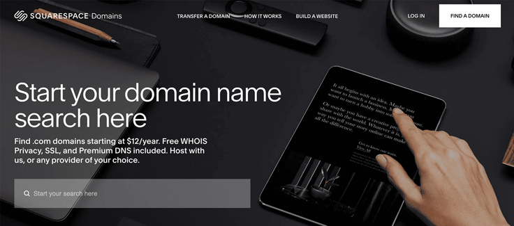 Screenshot of Squarespace domains page Screenshot of Squarespace domains page