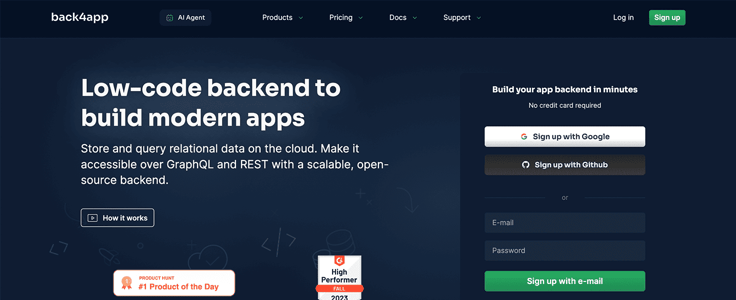 Back4App website screenshot Back4App website screenshot