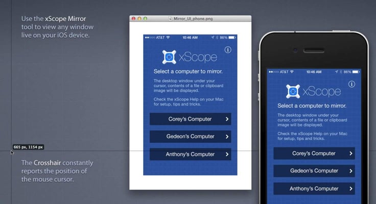 A screenshot of xScope mirror feature