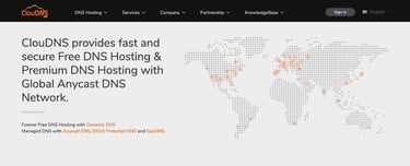 A screenshot of ClouDNS homepage A screenshot of ClouDNS homepage