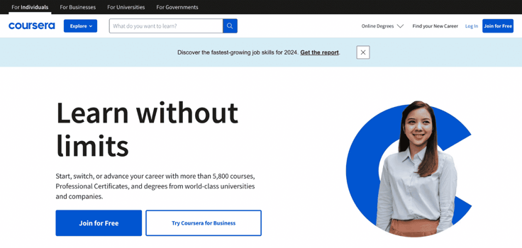Coursera website screenshot Coursera website screenshot