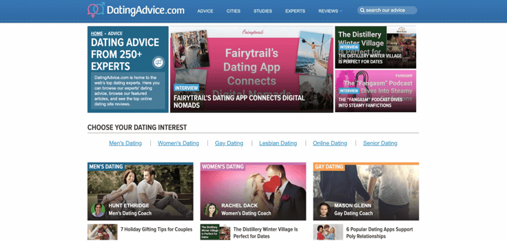 DatingAdvice website screenshot DatingAdvice website screenshot