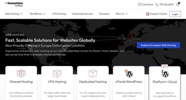 A screenshot of InMotion Hosting homepage
