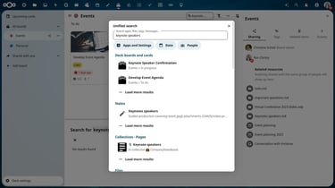 A screenshot of unified search
