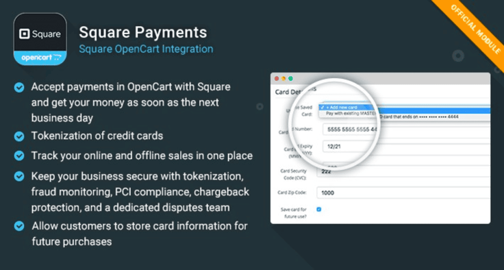 Square OpenCart integration screenshot Square OpenCart integration screenshot
