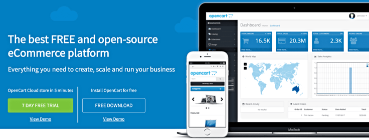 Screenshot of OpenCart dashboard and website Screenshot of OpenCart dashboard and website