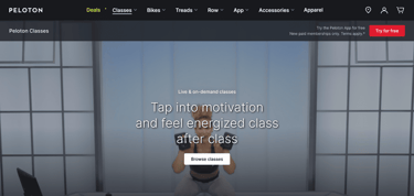 Peloton website screenshot