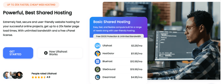 UltaHost homepage
