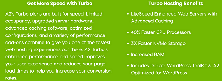 A2 Hosting Turbo Servers benefits