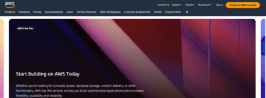 AWS Homepage screenshot