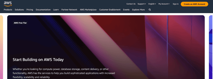 AWS homepage AWS homepage