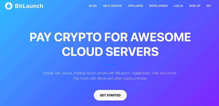 BitLaunch homepage BitLaunch homepage