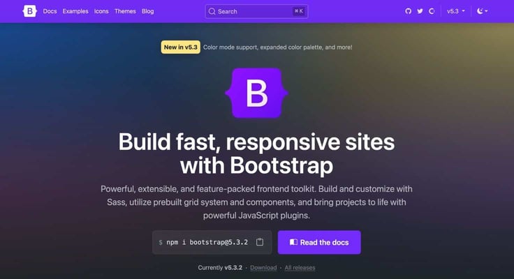 A screenshot of Bootstrap homepage A screenshot of Bootstrap homepage