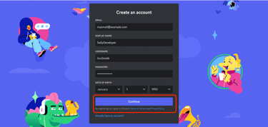 Screenshot of account details for Discord
