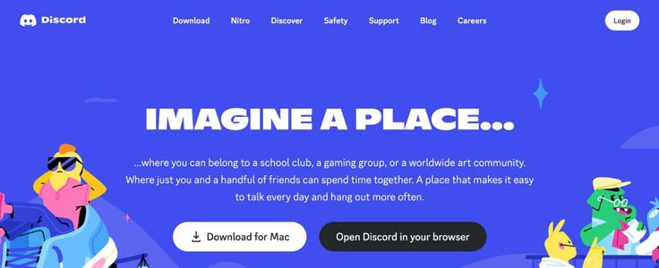 A screenshot of Discord homepage