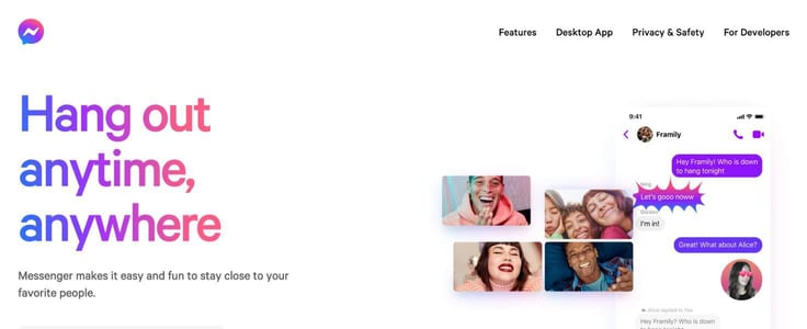 A screenshot of Facebook Messenger homepage