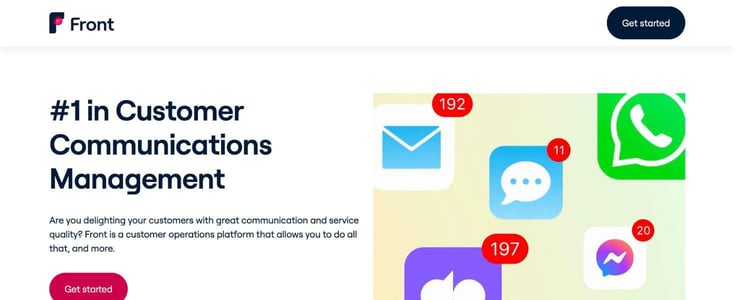 A screenshot of Front homepage