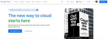 Google Cloud homepage