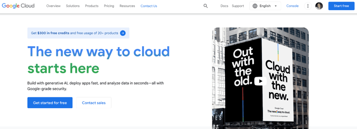 Google Cloud homepage Google Cloud homepage