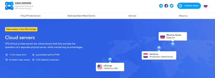 King Servers homepage King Servers homepage