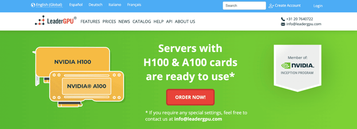 LeaderGPU homepage LeaderGPU homepage