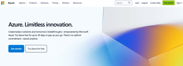 Azure homepage