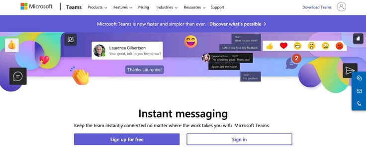 A screenshot of Microsoft Teams webpage