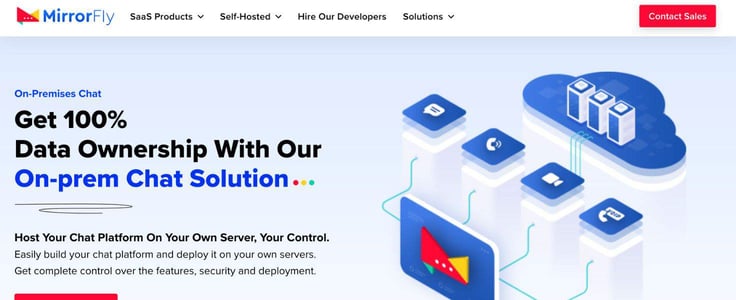 A screenshot of MirrorFly homepage
