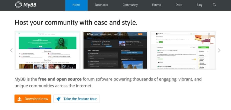 A screenshot of MyBB homepage