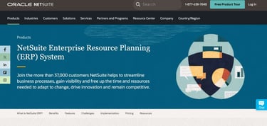 A screenshot of Oracle NetSuite