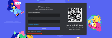 Screenshot of Discord registration