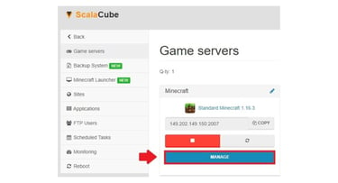 A screenshot of game server settings