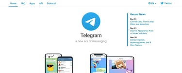 A screenshot of Telegram homepage