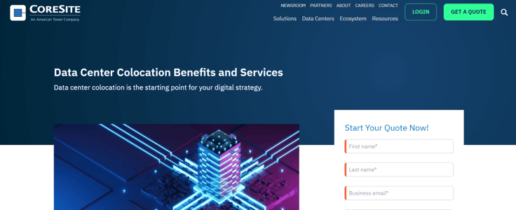 CoreSite homepage