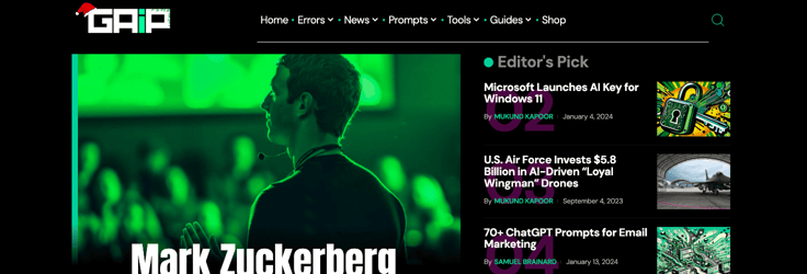 GreatAIPrompts homepage