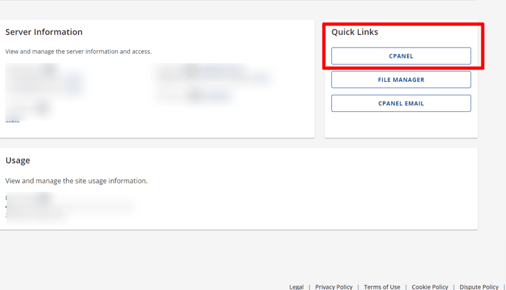 Click on cPanel login
