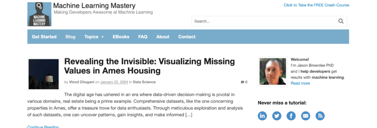 Machine Learning Mastery homepage