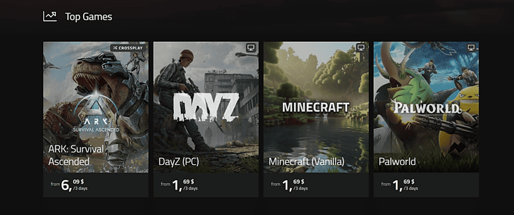 Nitrado top games and pricing - 2024