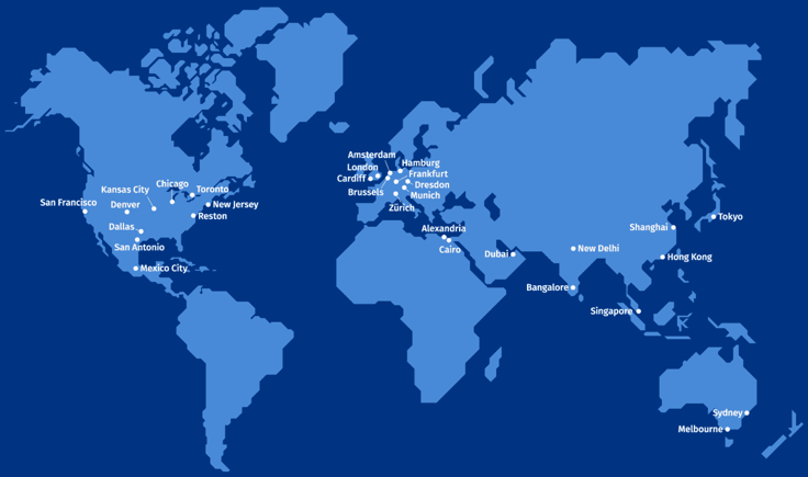 Rackspace data center map.