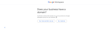 Screenshot of choosing a domain name for Google Workspace