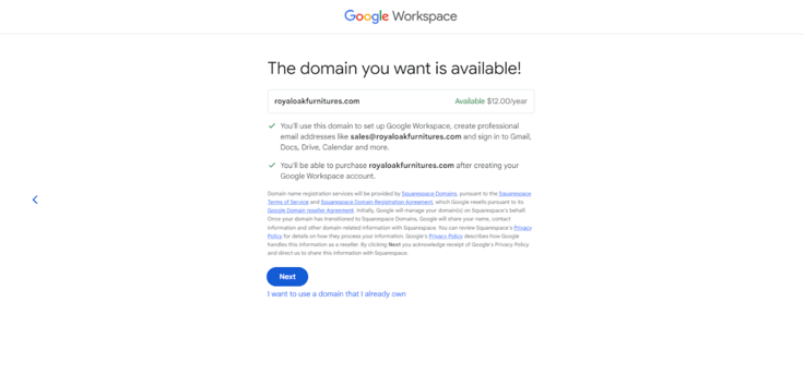 Screenshot of domain confirmation. Screenshot of domain confirmation.