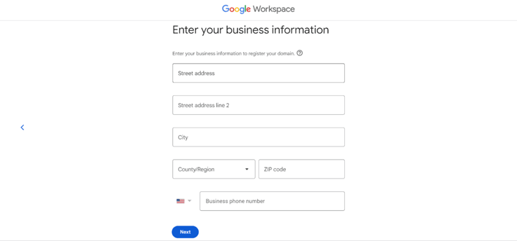 Screenshot of business information Screenshot of business information