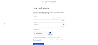 Screenshot of Workspace sign in page.