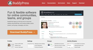 A screenshot of BuddyPress homepage