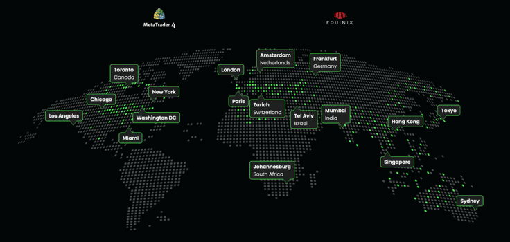 A screenshot of ForexVPS data center map A screenshot of ForexVPS data center map