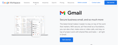 Gmail business email product landing page
