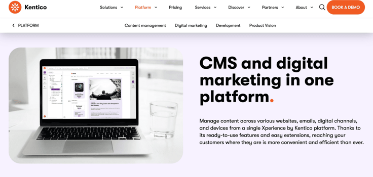 Kentico webpage screenshoot