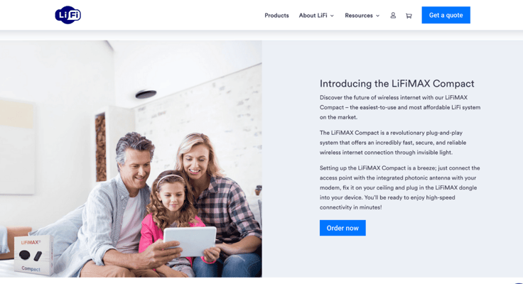 A screenshot of LiFi webpage